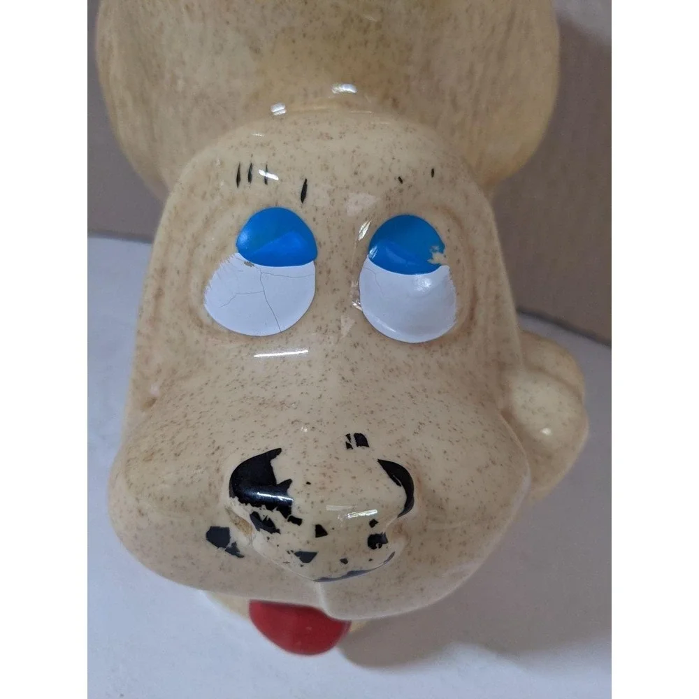Vintage McCoy Ceramic Puppy Dog Cookie Jar Speckled Tan 11x9x6 Mid‎ Century